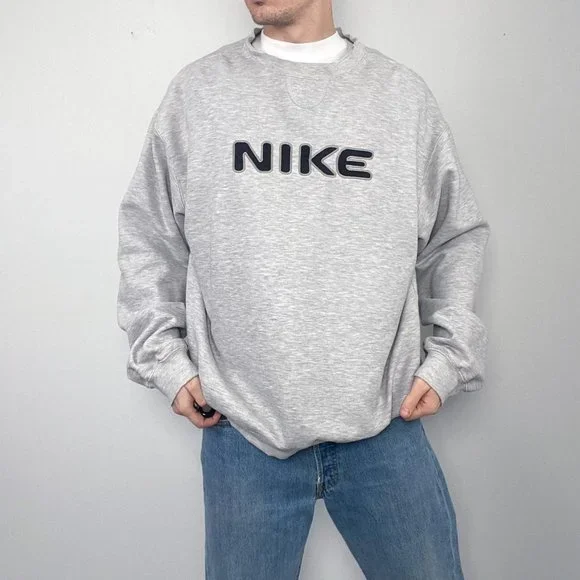 Vintage Nike Spell Out Sweatshirt Grey XXLarge. - Picture 3 of 4